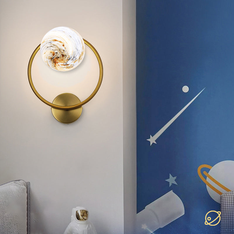Modernist Wall Sconce Round Wall Light Fixture with Glass for Bedroom