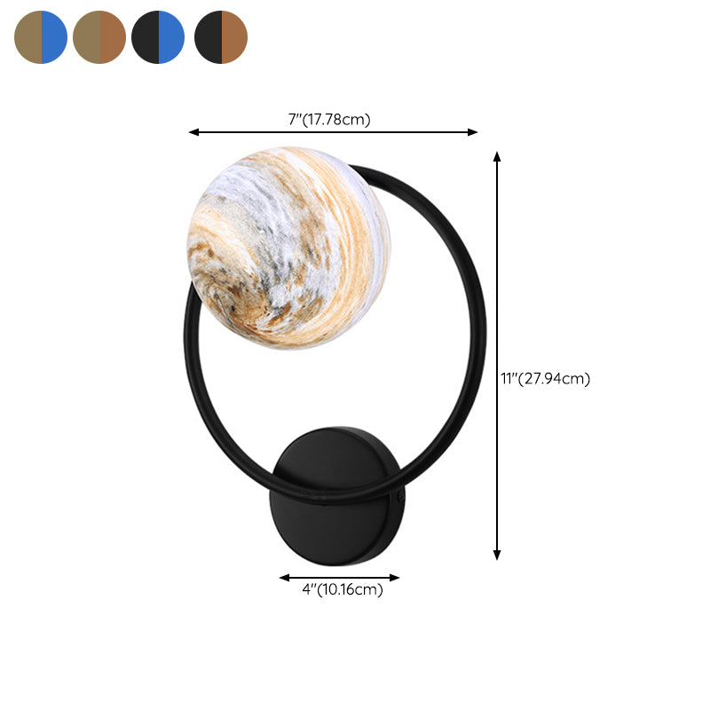 Modernist Wall Sconce Round Wall Light Fixture with Glass for Bedroom