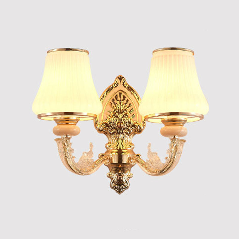 Modernist Wall Sconce Glass Wall Light Fixture in Gold for Living Room