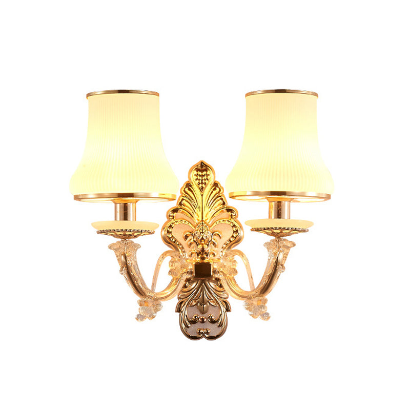Modernist Wall Sconce Glass Wall Light Fixture in Gold for Living Room
