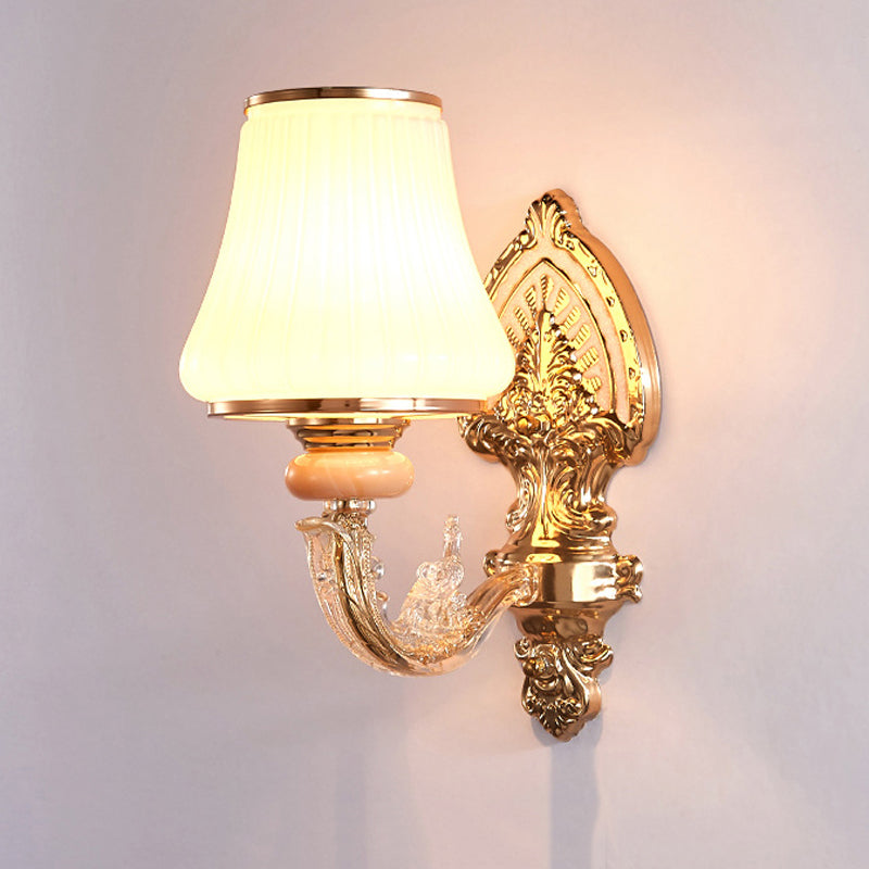 Modernist Wall Sconce Glass Wall Light Fixture in Gold for Living Room