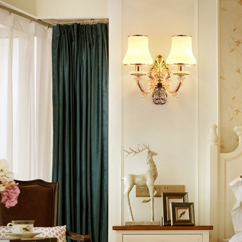 Modernist Wall Sconce Glass Wall Light Fixture in Gold for Living Room