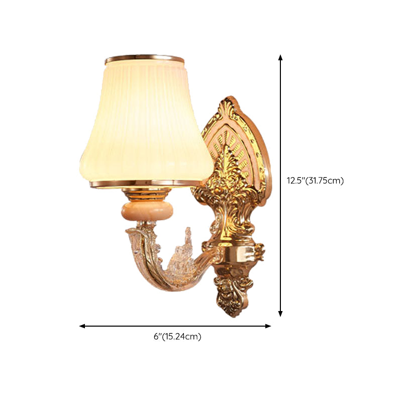 Modernist Wall Sconce Glass Wall Light Fixture in Gold for Living Room