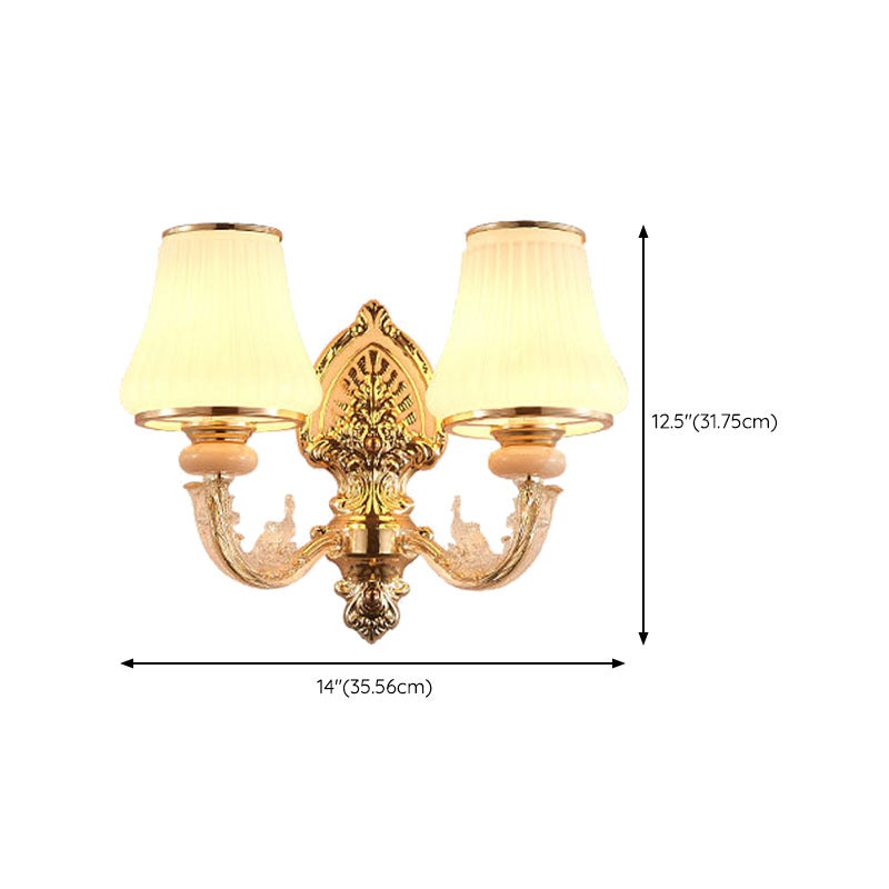 Modernist Wall Sconce Glass Wall Light Fixture in Gold for Living Room