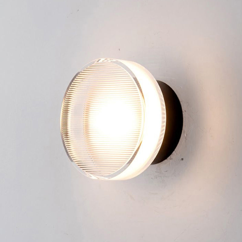 Round Interior LED Wall Mounted Sconce Clear Glass Wall Light in Black / Gold