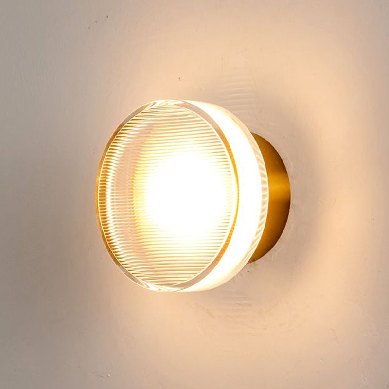 Round Interior LED Wall Mounted Sconce Clear Glass Wall Light in Black / Gold