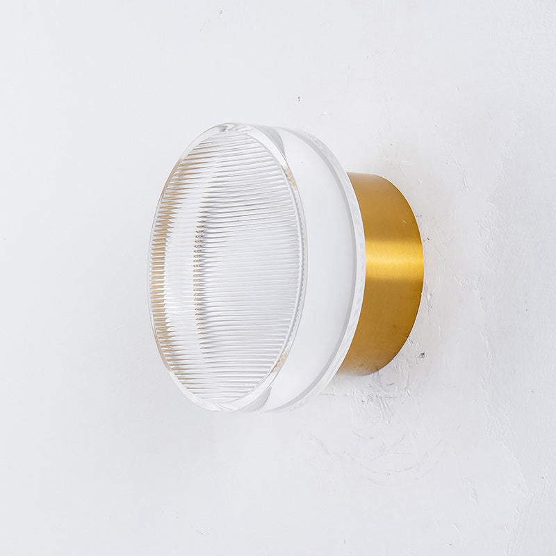 Round Interior LED Wall Mounted Sconce Clear Glass Wall Light in Black / Gold
