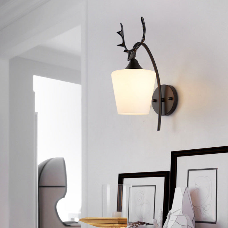 Modernist Wall Sconce Antler Wall Light Fixture with Glass for Living Room