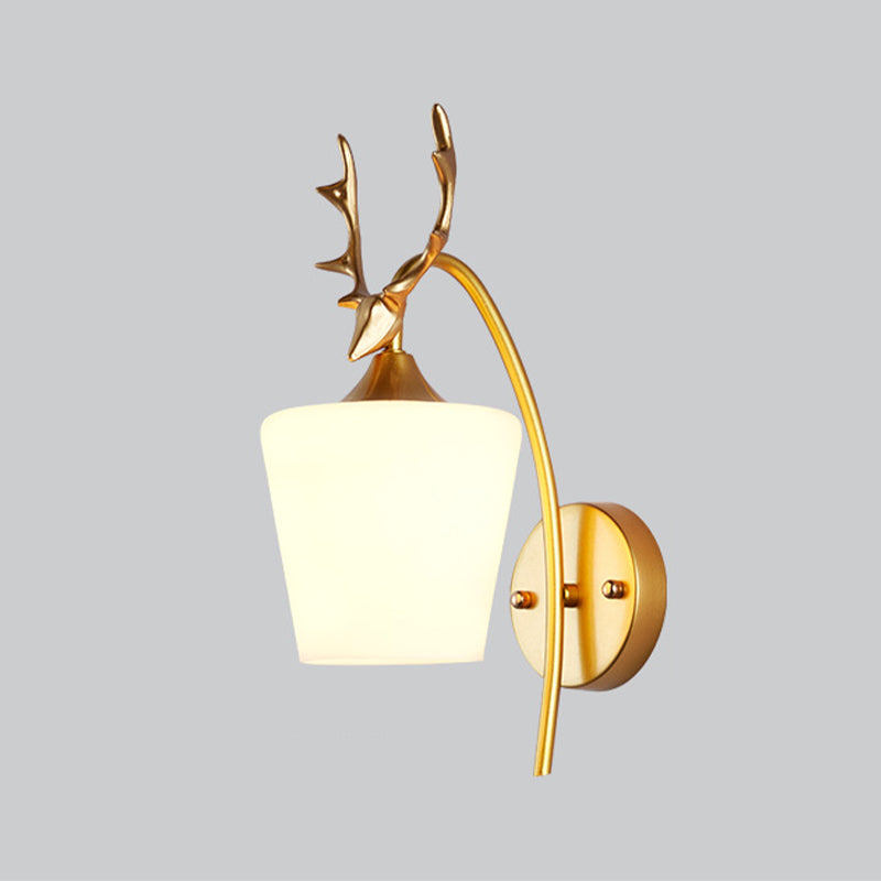 Modernist Wall Sconce Antler Wall Light Fixture with Glass for Living Room