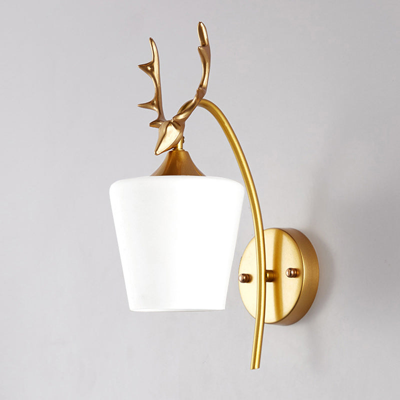 Modernist Wall Sconce Antler Wall Light Fixture with Glass for Living Room
