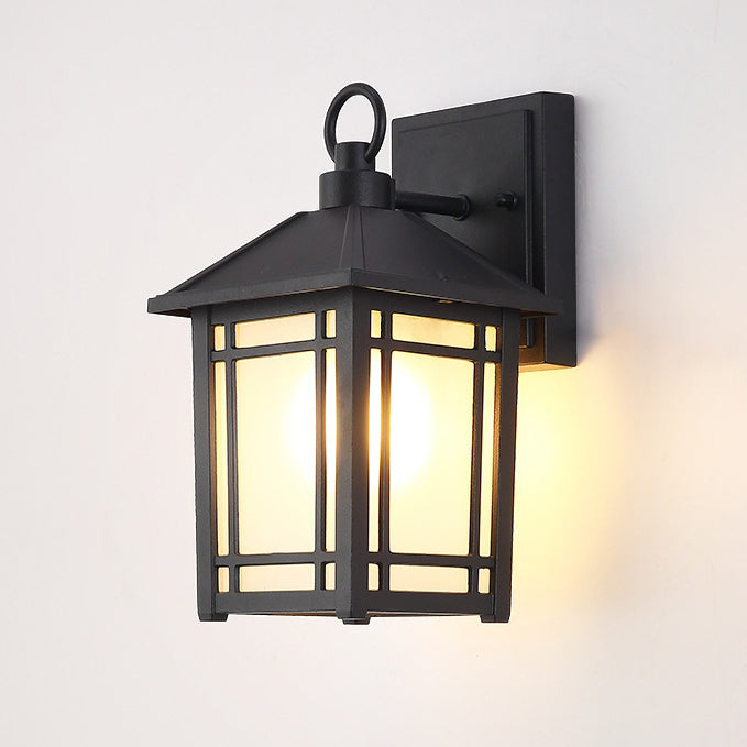 Geometric Shape Glass Wall Mount Light Industrial Style 1-Light Wall Light Sconce in Black