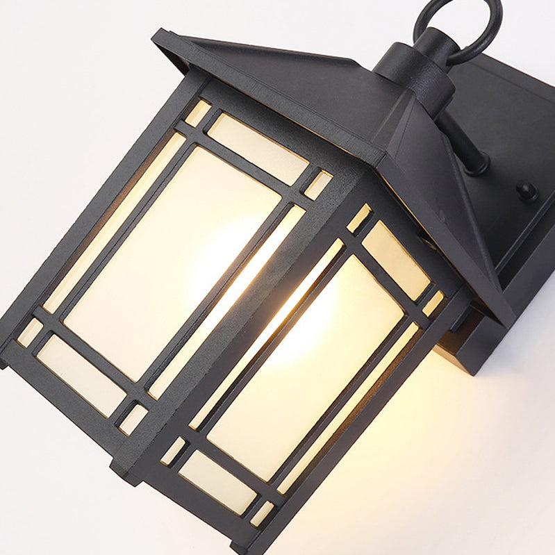 Geometric Shape Glass Wall Mount Light Industrial Style 1-Light Wall Light Sconce in Black