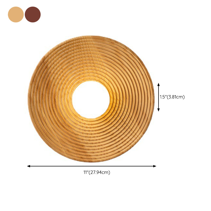 Round Shape Wood Wall Mount Light Modern Style 1-Light Wall Light Sconce