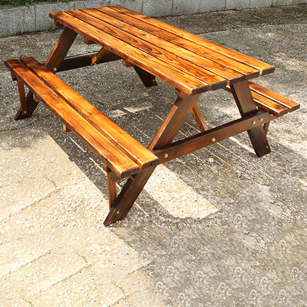 Farmhouse Rectangle Patio Table Water Resistant Picnic Table