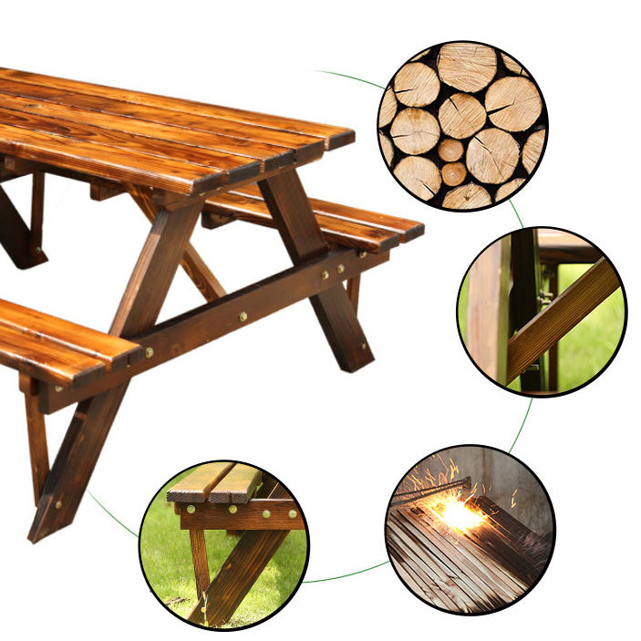 Farmhouse Rectangle Patio Table Water Resistant Picnic Table