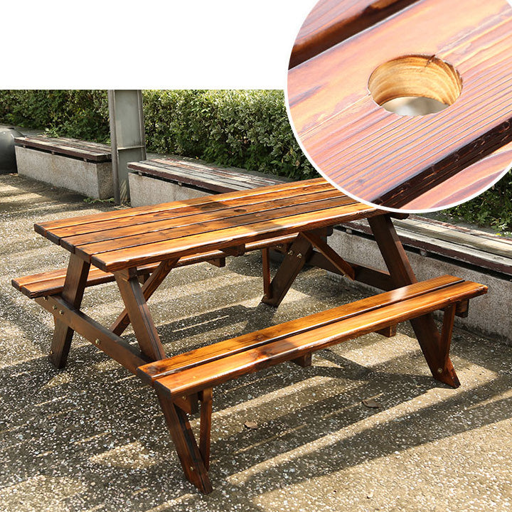 Farmhouse Rectangle Patio Table Water Resistant Picnic Table