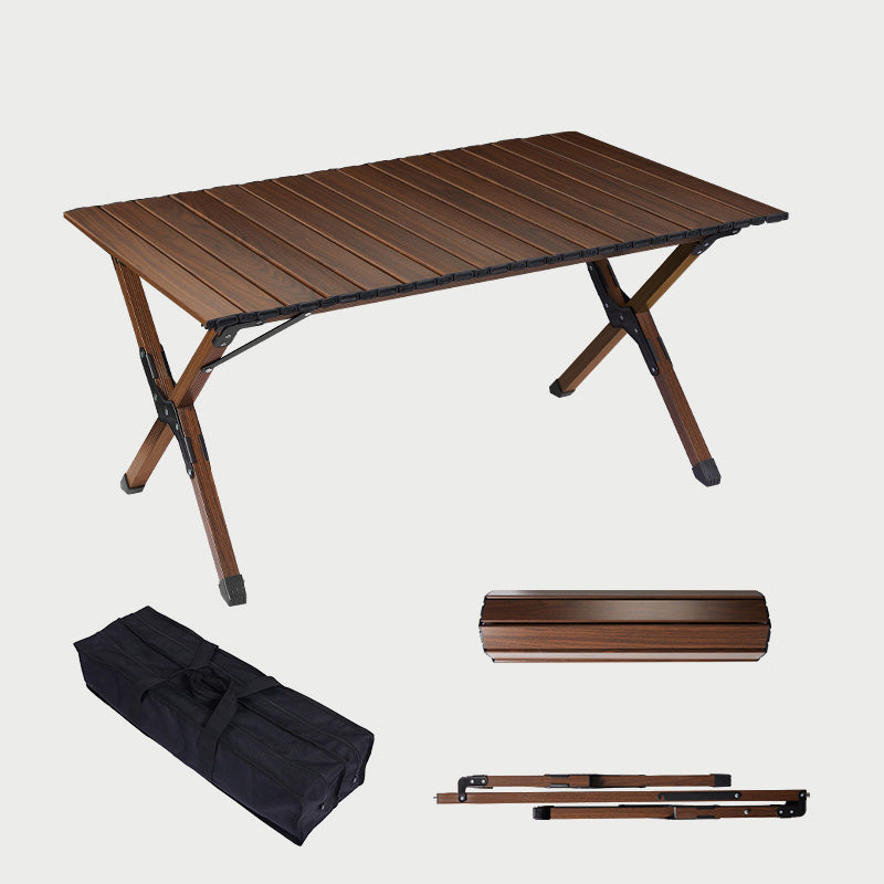 Rustic Patio Table Metal Foldable Rectangle Camping Table for Outdoor