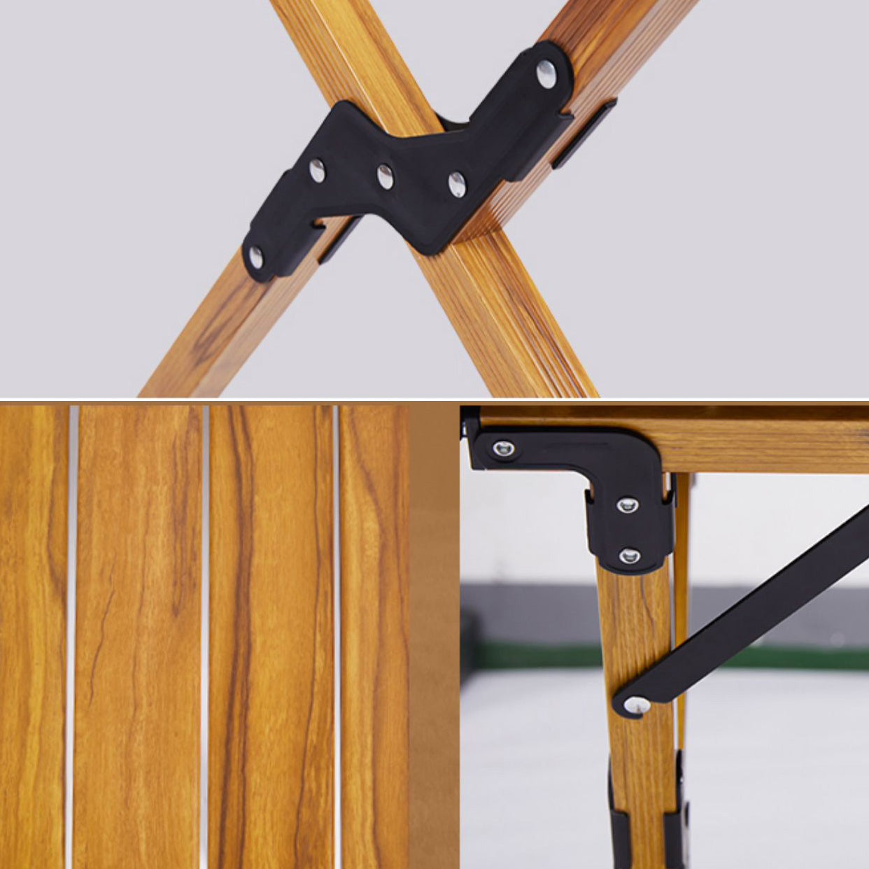 Rustic Patio Table Metal Foldable Rectangle Camping Table for Outdoor