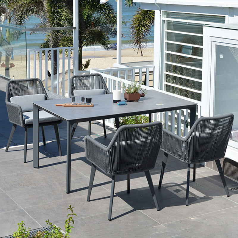 Gray Metal Industrial Dining Table Water Resistant Dining Table