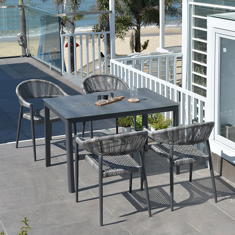 Gray Metal Industrial Dining Table Water Resistant Dining Table