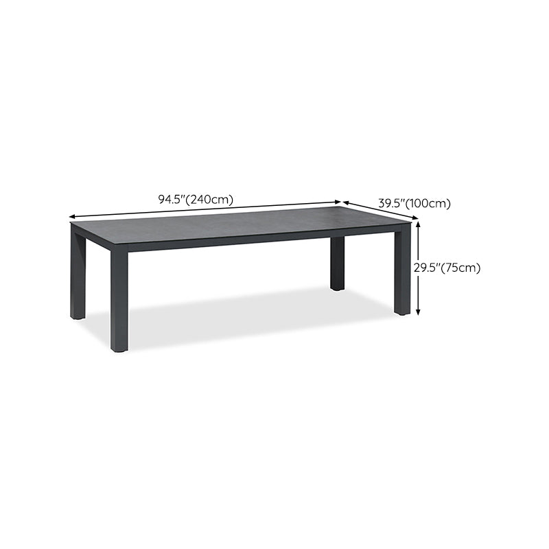 Gray Metal Industrial Dining Table Water Resistant Dining Table