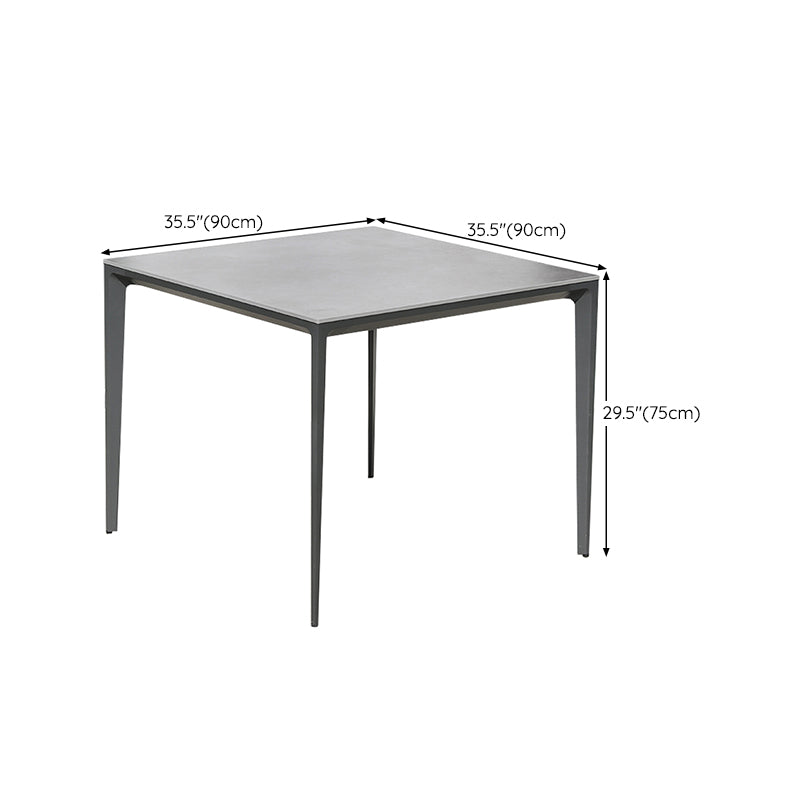 Metal Industrial Dining Table Gray Water Resistant Patio Table