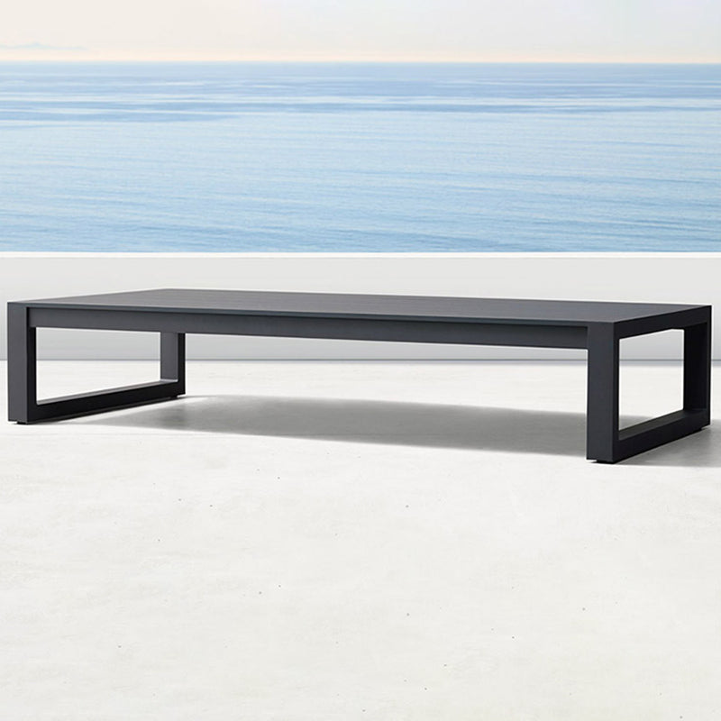 Contemporary Patio Table Rectangle Aluminum Black Coffee Table