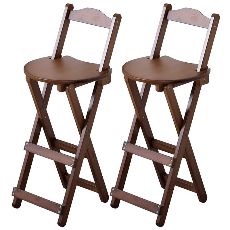 Solid Wood Dining Stools Contemporary Folding Bar Stools with Footrest