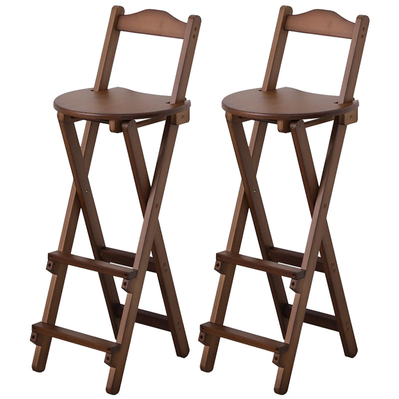 Solid Wood Dining Stools Contemporary Folding Bar Stools with Footrest