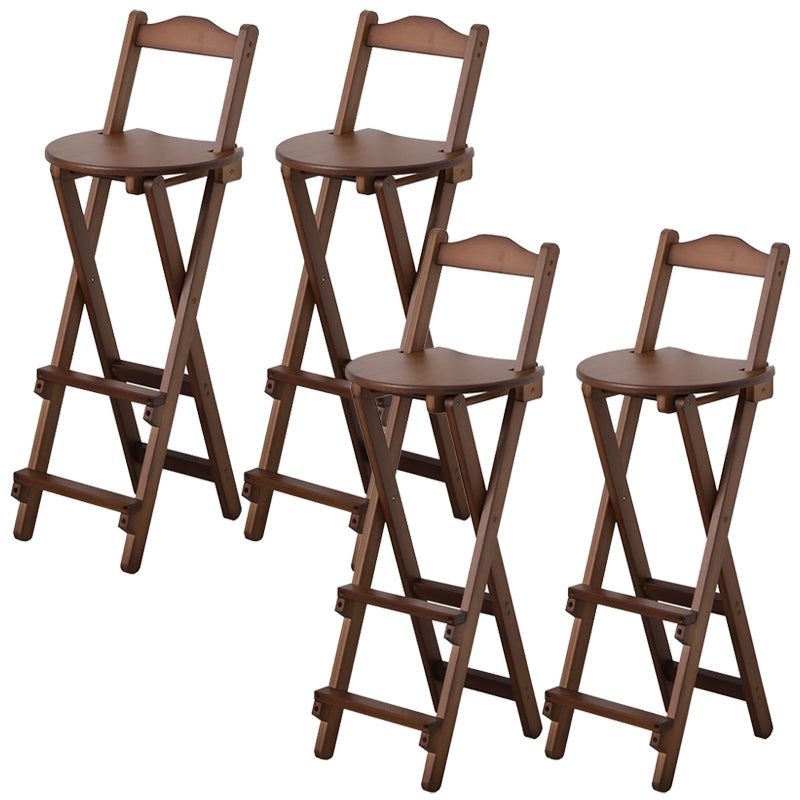 Solid Wood Dining Stools Contemporary Folding Bar Stools with Footrest