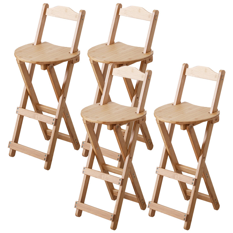 Solid Wood Dining Stools Contemporary Folding Bar Stools with Footrest