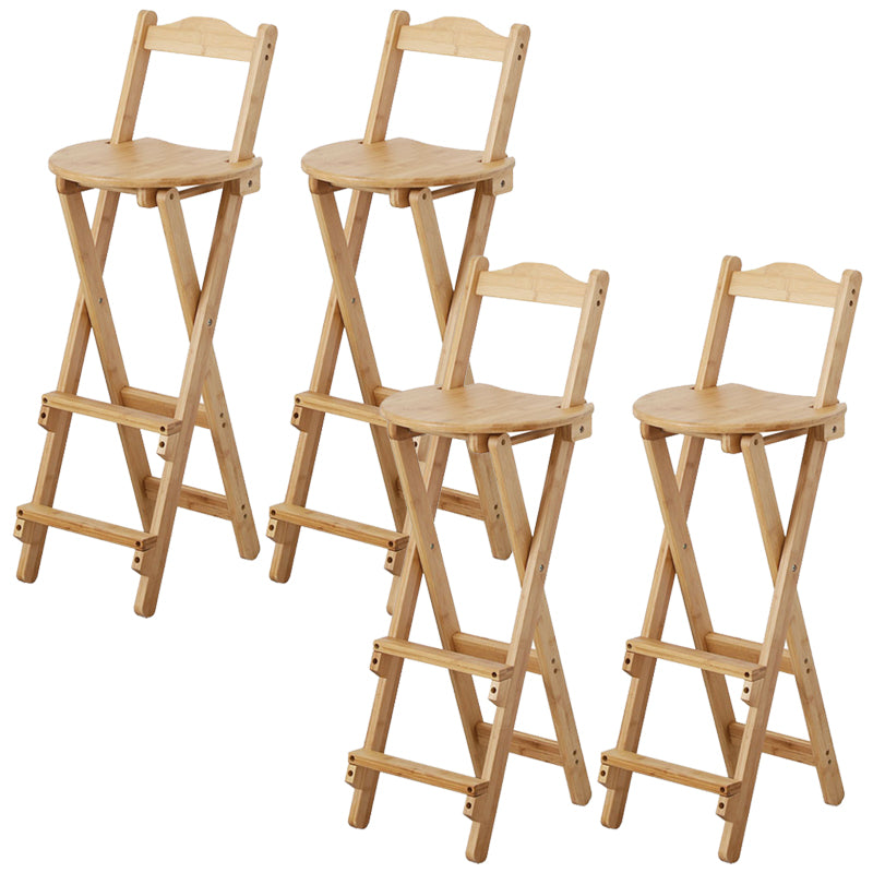 Solid Wood Dining Stools Contemporary Folding Bar Stools with Footrest