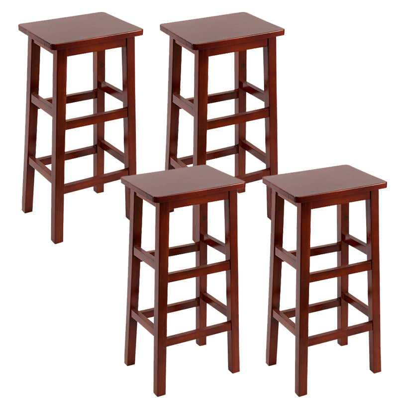 Solid Wood Bar Stool Footrest Armless Counter Stool for Dining Room