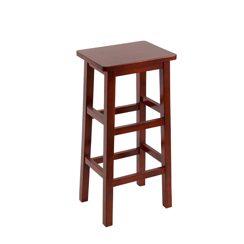 Solid Wood Bar Stool Footrest Armless Counter Stool for Dining Room