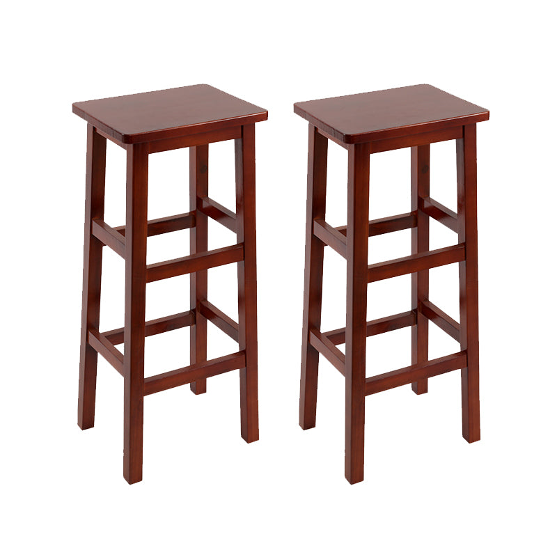 Solid Wood Bar Stool Footrest Armless Counter Stool for Dining Room