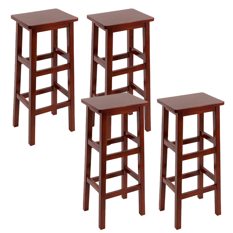 Solid Wood Bar Stool Footrest Armless Counter Stool for Dining Room