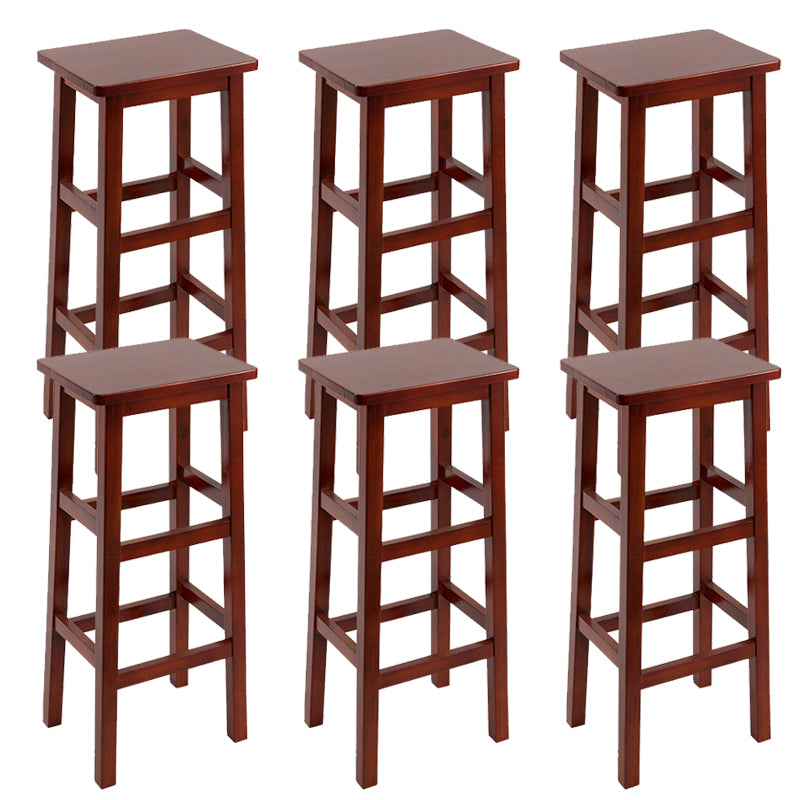 Solid Wood Bar Stool Footrest Armless Counter Stool for Dining Room