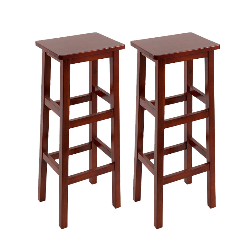 Solid Wood Bar Stool Footrest Armless Counter Stool for Dining Room