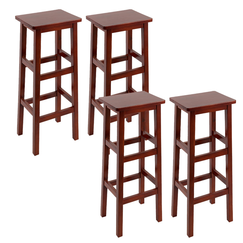 Solid Wood Bar Stool Footrest Armless Counter Stool for Dining Room