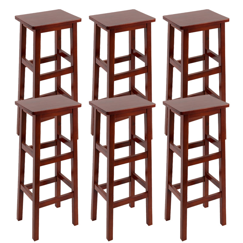 Solid Wood Bar Stool Footrest Armless Counter Stool for Dining Room
