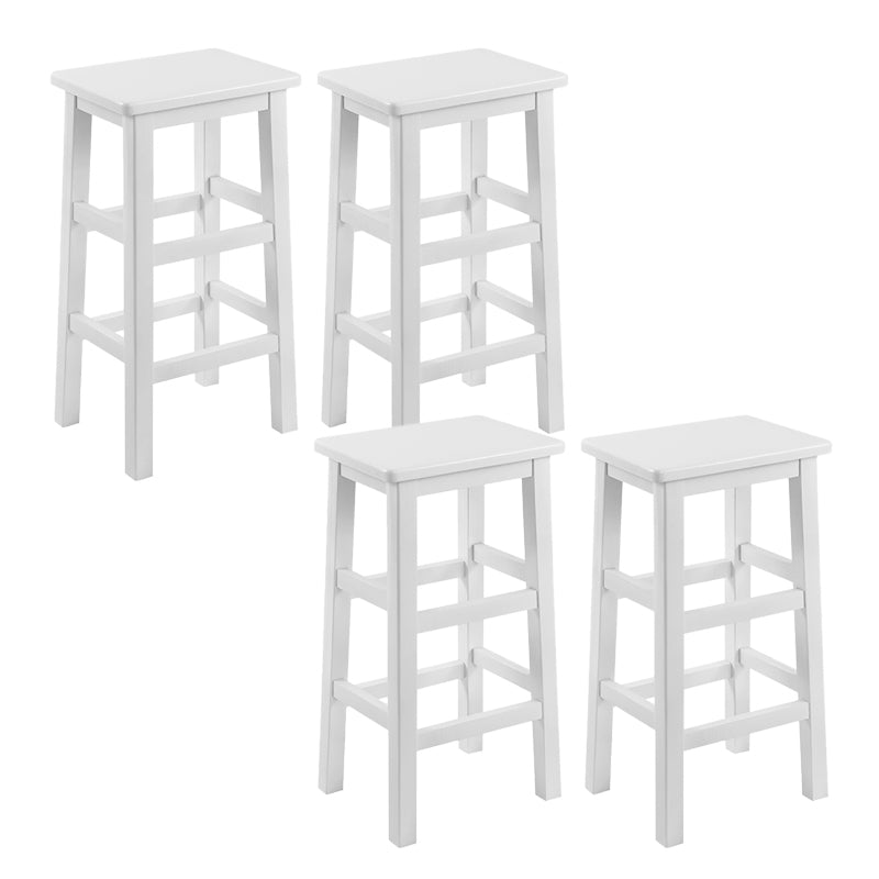 Solid Wood Bar Stool Footrest Armless Counter Stool for Dining Room