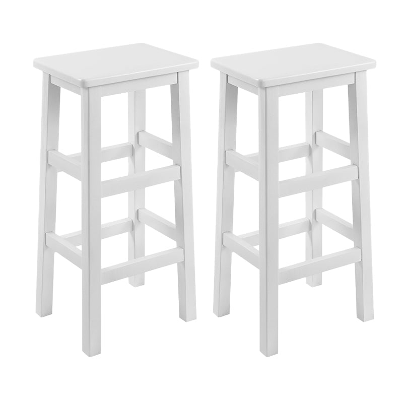 Solid Wood Bar Stool Footrest Armless Counter Stool for Dining Room