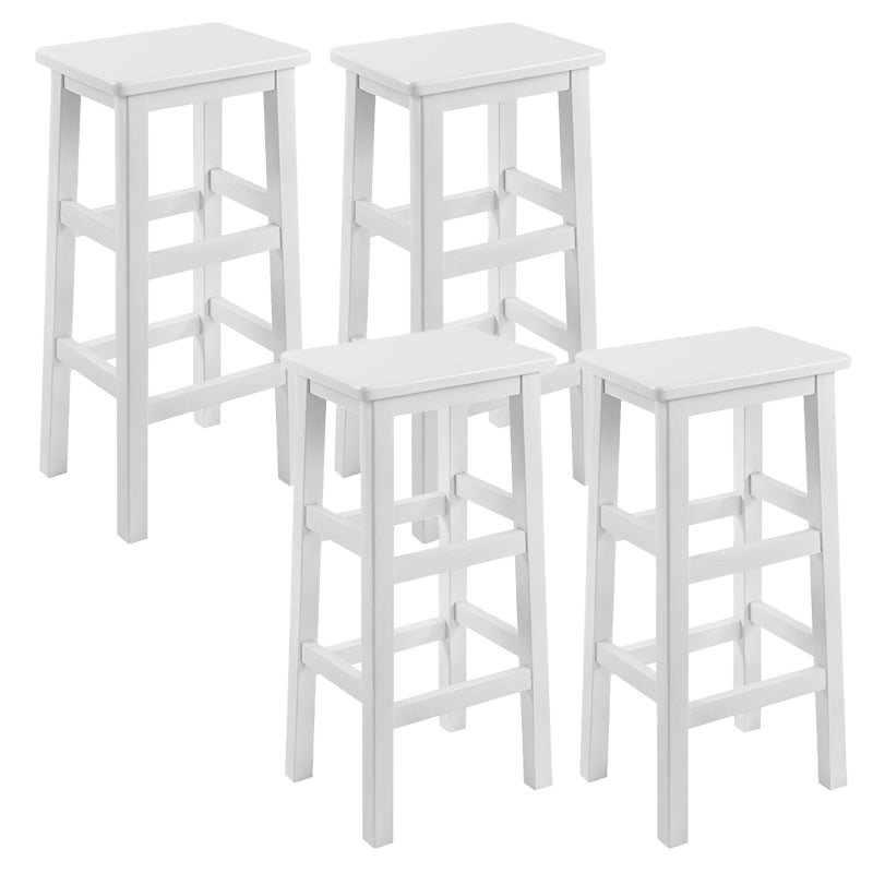 Solid Wood Bar Stool Footrest Armless Counter Stool for Dining Room