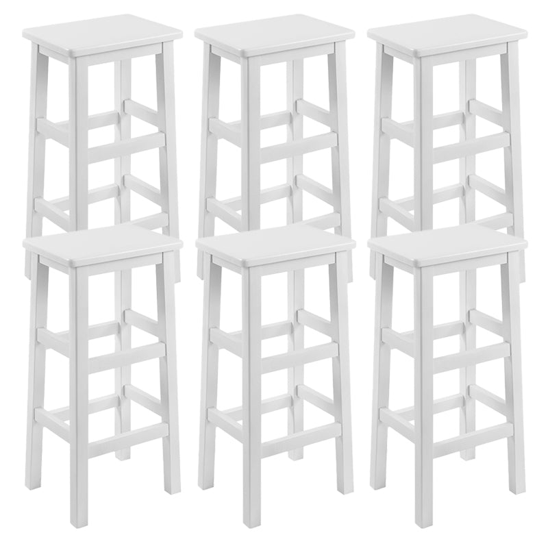 Solid Wood Bar Stool Footrest Armless Counter Stool for Dining Room