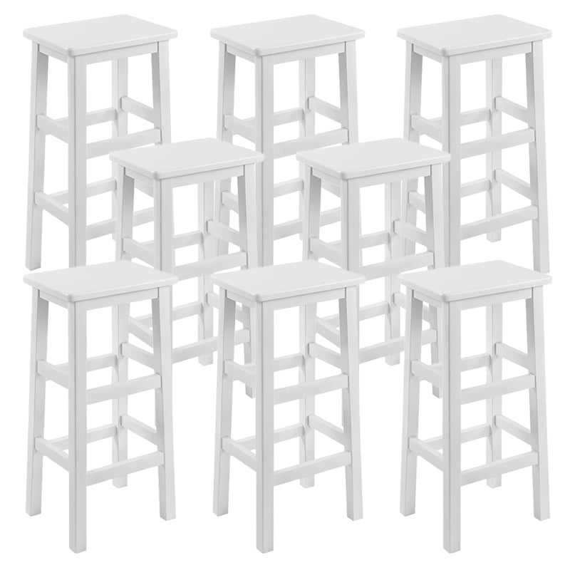 Solid Wood Bar Stool Footrest Armless Counter Stool for Dining Room