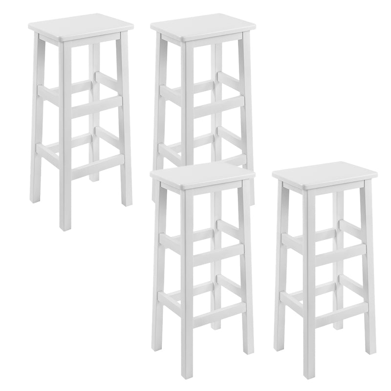 Solid Wood Bar Stool Footrest Armless Counter Stool for Dining Room