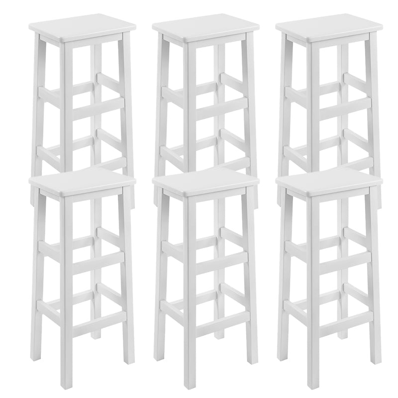 Solid Wood Bar Stool Footrest Armless Counter Stool for Dining Room