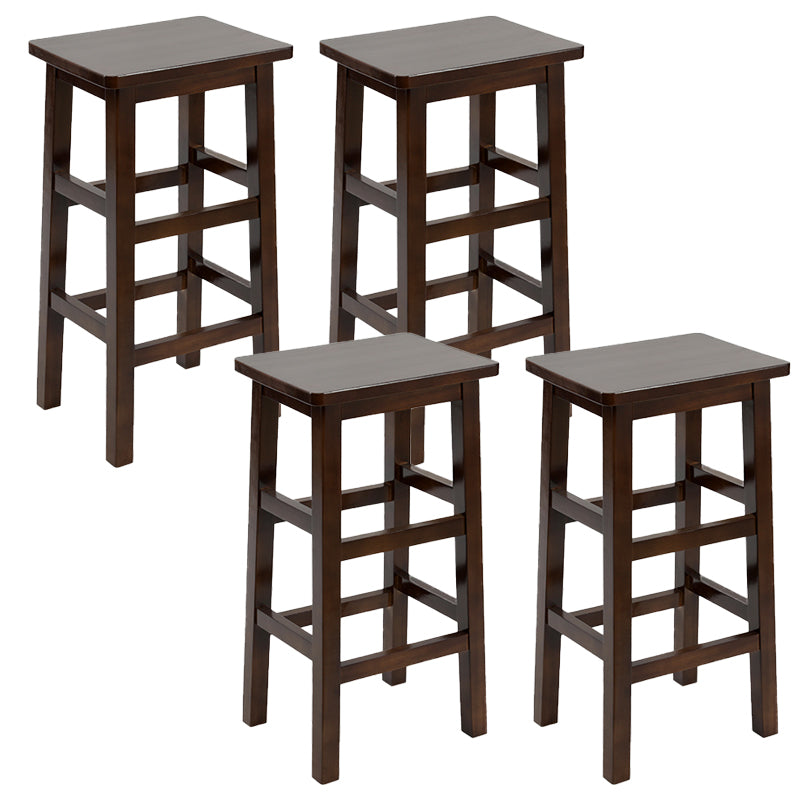 Solid Wood Bar Stool Footrest Armless Counter Stool for Dining Room