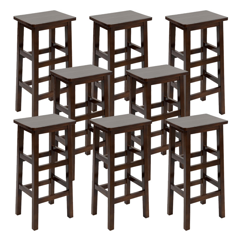 Solid Wood Bar Stool Footrest Armless Counter Stool for Dining Room