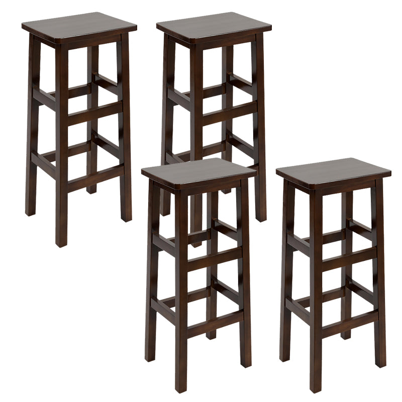 Solid Wood Bar Stool Footrest Armless Counter Stool for Dining Room